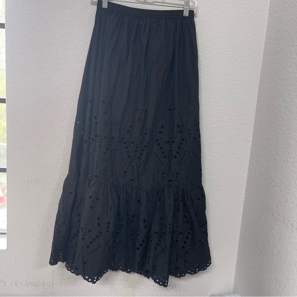 Natalie Martin Sierra Skirt Black Maxi Size Small Tangier Border Embroidery - Picture 3 of 5